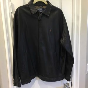 Ralph Lauren Black Leather Boomer Jacket